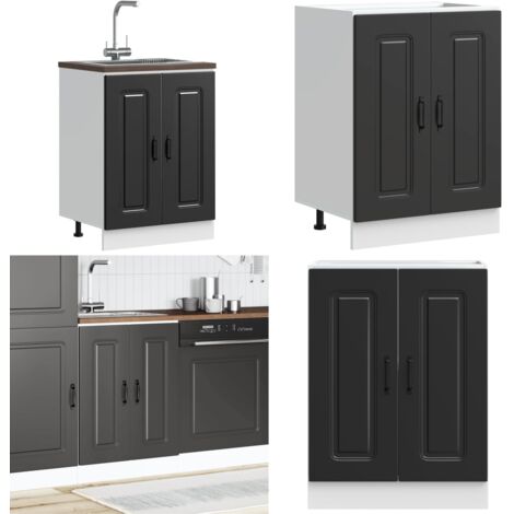 Mobile base lavello Kalmar Nero 60x46x81,5 cm in Truciolato - Armadio da cucina - Armadio per lavello