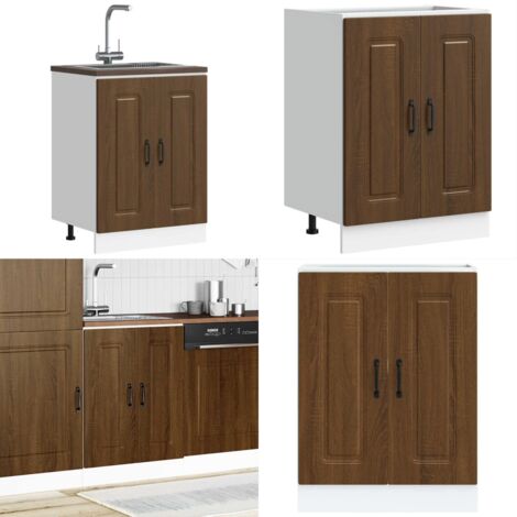 Mobile base lavello Kalmar Rovere Marrone 60x46x81,5 cm - Armadio da cucina - Armadio per lavello