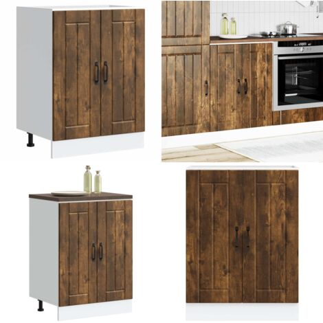 Mobile Base Lavello Lucca Rovere Fumo in Legno Multistrato - Armadietto lavello - Armadietto da cucina
