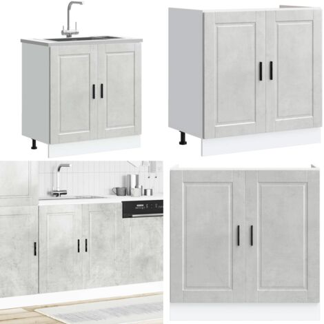 Mobile base lavello Porto Grigio Cemento 80x46x81,5 cm - Armadio da cucina - Armadio per lavello