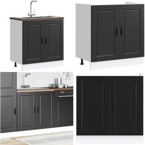 Mobile base lavello Porto Nero 80x46x81,5cm Legno Multistrato - Armadietto lavello - Armadietto cucina