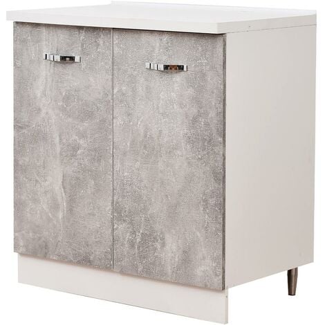 Mobile Base per Cucina Componibile Colore Grigio Cemento con 2 Ante 2 Scomparti