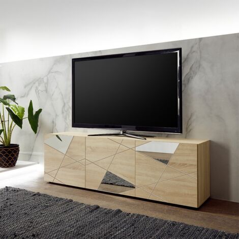 Mobile base porta TV 3 ante rovere design geometrico Brema RS Vittoria