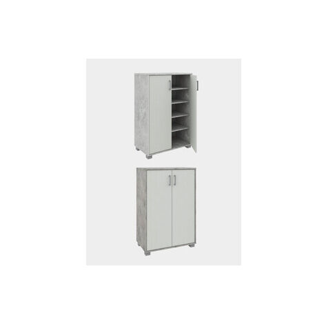MOBILE BASSO 2A MULTIUSO 60X35X90 CEMENTO/BIANCO FRASSINO