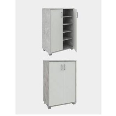 MOBILE BASSO 2A MULTIUSO 60X35X90 CEMENTO/BIANCO FRASSINO