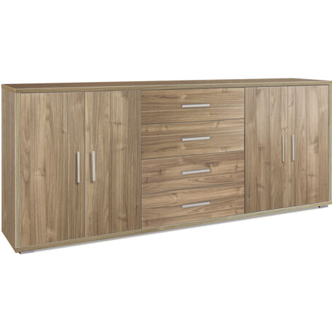 Mobile Basso 4 Ante 4 Cassetti 203x84x41 cm Noce Stelvio