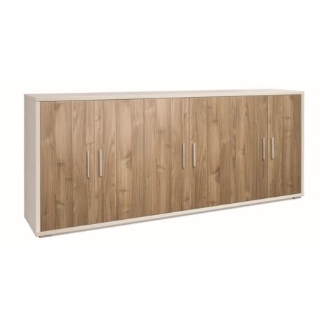 Mobile Basso Armadio 6 Ante 200 TV Moderno Credenza  Bianco Noce Legno