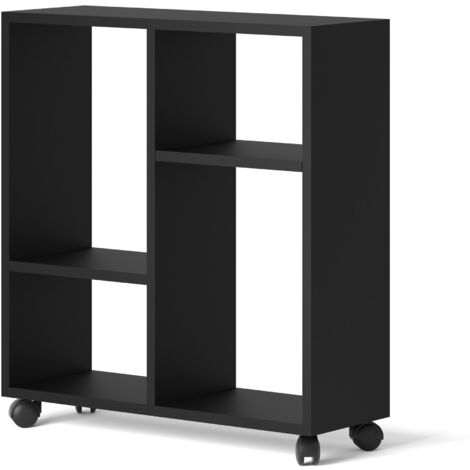 MOBILE BEISTELLTISCH MIT ROLLEN PC NACHTTISCH UFFIO CASA NERO OPACO 65x60x20cm TRASCO