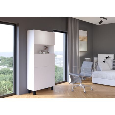 BIM FURNITURE Mobile Bücherregal Klapptisch platzsparend Weiß Matt HOMI