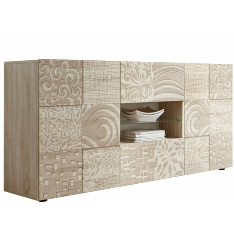 Mobile Buffet 2 Ante 2 Cassetti 180x42x84 cm in Legno TFT Blossom Rovere Samoa