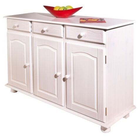 Mobile buffet livio 3ante+3cassetti pino massello verniciato ad acqua bianco - Inter Link