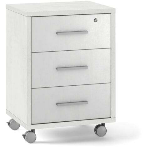 Mobile cassettiera 3 cassetti su ruote h71 l51 p41 cm finitura bianco ossido sarmog db733 - Sarmog