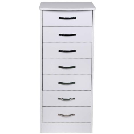 Mobile Cassettiera 7 Cassetti Settimino in legno MDF 46x42x116cm Bianco Moderno