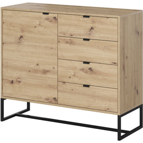 MOBILE CASSETTIERA COMO' C. DA LETTO SOGGIORNO QUERCIA NERO 103x89x39cm AMBER