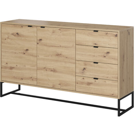 MOBILE CASSETTIERA COMO' LETTO SOGGIORNO QUERCIA NERO 153x89x39cm AMBER