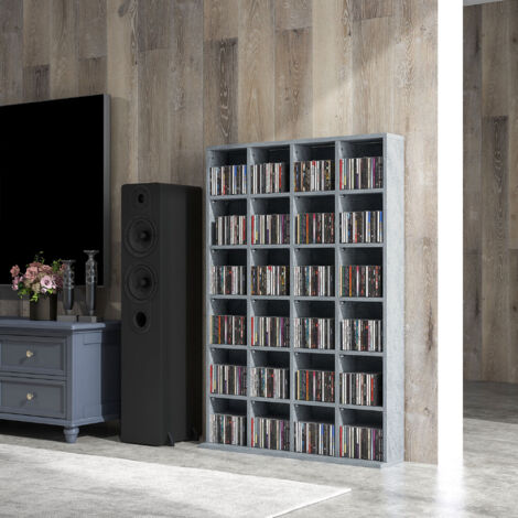 Mobile CD/DVD 456 CD/336 DVD, ripiani regolabili, 89x130,5 cm, grigio