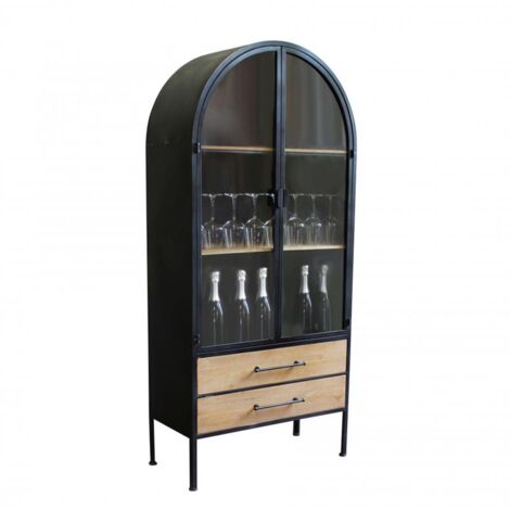 MOBILE CHADWICK IN FERRO E LEGNO CON 2 ANTE. 2 RIPIANI E 2 CASSETTI DIMENSIONI: CM 81.5 X 40 X 180 H