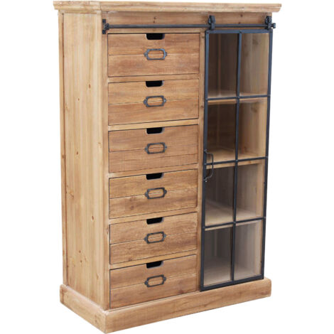 MOBILE CLAUDIUS CON ANTA SCORREVOLE E CASSETTI IN LEGNO 82 X 39,5 X H123 CM