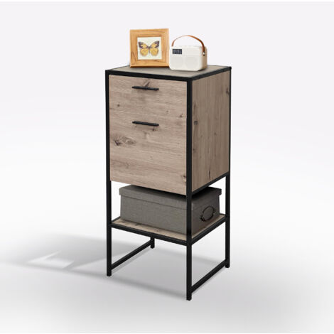 MOBILE CM 40X33 H. 91 ROVERE NODATO E METALLO NERO