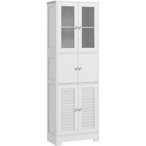 Mobile Colonna Bagno 60x30x170,5 cm con 3 Armadietti Bianco
