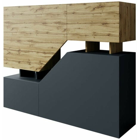 MOBILIER1 Mobile Comfivo AC101, Wotan quercia + Antracite, 100x120x35cm, Truciolare laminato