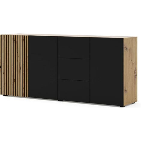 MOBILE COMO' CASSETTIERA CREDENZA NUKA 87x197x45cm ROVERE NERO OPACO