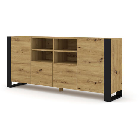 MOBILE COMO' SOGGIORNO MONDI 188x84x40cm ROVERE NERO OPACO