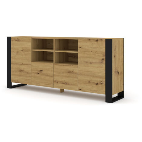 MOBILE COMO' SOGGIORNO MONDI 188x84x40cm ROVERE NERO OPACO