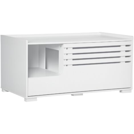 Mobile con 2 ripiani, design 2 in 1, anta magnetica, colore bianco.