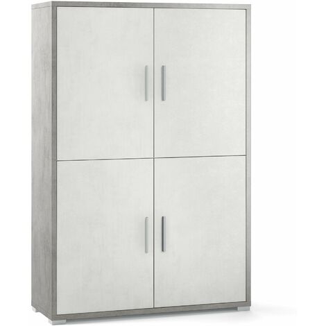 Mobile con 4 Ante 108x161x41 cm Cemento/Ossido Bianco