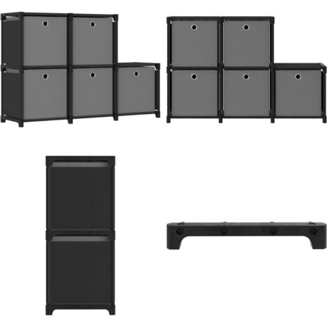 Mobile con 5 Scatole a Cubo Nero 103x30x72,5 cm in Tessuto - Scaffale decorativo - Organizzatore casa