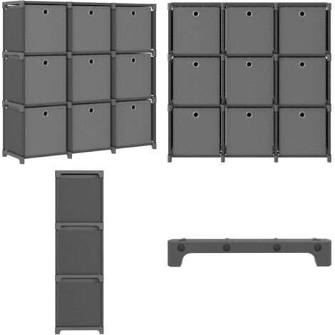 Mobile con 9 Scatole a Cubo Grigio 103x30x107,5 cm in Tessuto - Scaffale decorativo - Organizzatore casa