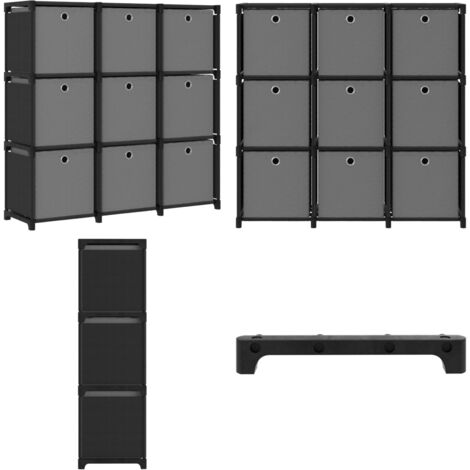 Mobile con 9 Scatole a Cubo Nero 103x30x107,5 cm in Tessuto - Scaffale decorativo - Organizzatore casa