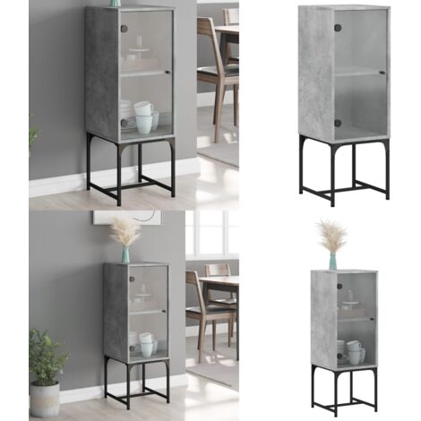 Mobile con Anta in Vetro Grigio Cemento 35x37x100 cm - Credenza - Anta in vetro