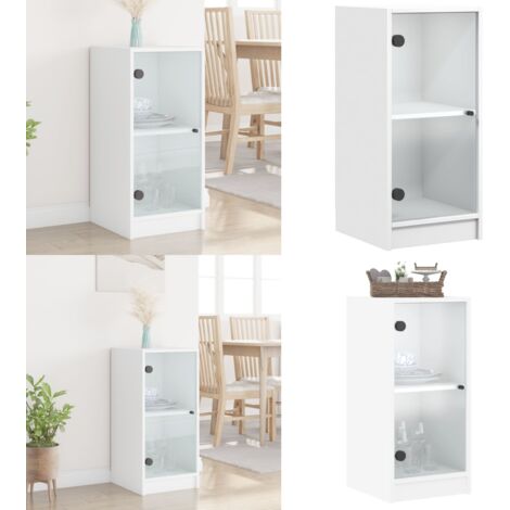 Mobile con Ante in Vetro Bianco 35x37x75,5 cm - Ante in vetro - Credenza