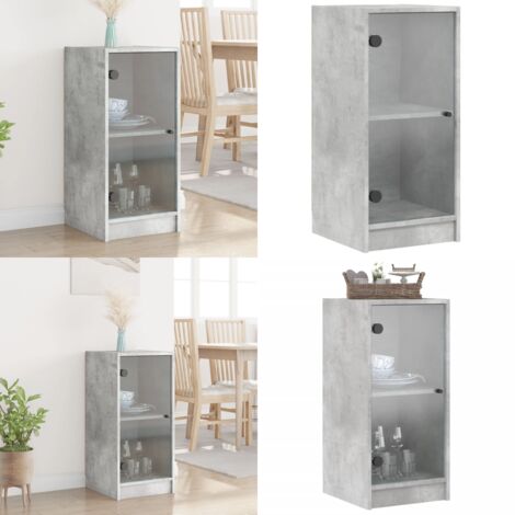 Mobile con Ante in Vetro Grigio Cemento 35x37x75,5 cm - Ante in vetro - Credenza