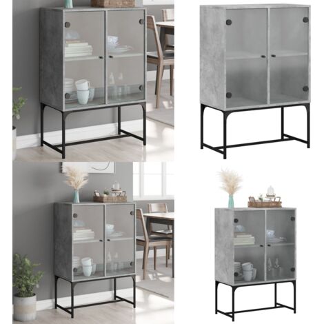 Mobile con Ante in Vetro Grigio Cemento 69x37x100 cm - Ante in vetro - Credenza