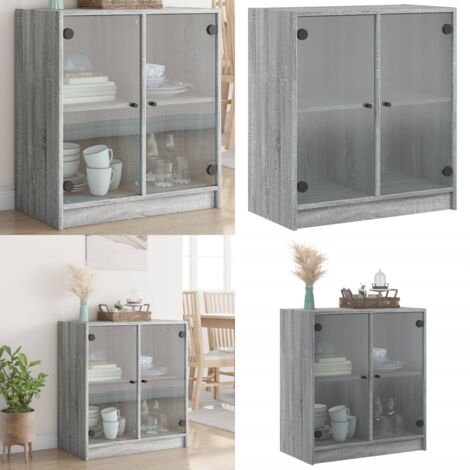 Mobile con Ante in Vetro Grigio Sonoma 68x37x75,5 cm - Ante in vetro - Credenza