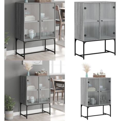 Mobile con Ante in Vetro Grigio Sonoma 69x37x100 cm - Ante in vetro - Credenza
