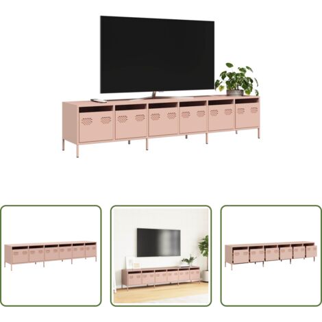 Mobile con cassetti -  Mobile TV Rosa 202x39x43,5 cm in Acciaio Laminato a Freddo