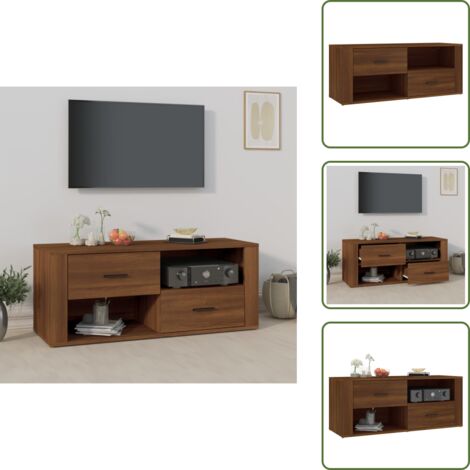 Mobile con cassetti - vidaXL Mobile TV Rovere Marrone 100x35x40 cm in Legno Multistrato - Mobile per oggetti