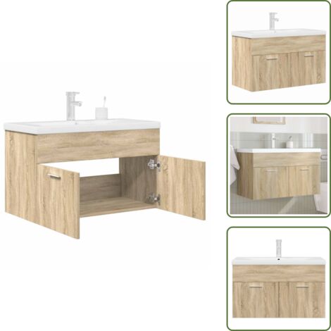 Mobile con lavabo - vidaXL Mobile da Bagno con Lavabo Integrato e Rubinetto Rovere Sonoma - Lavabo con rubinetto