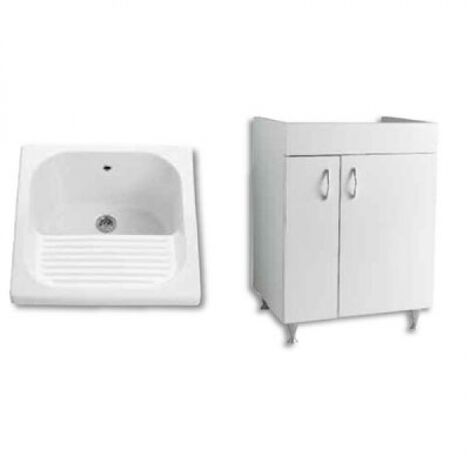 Mobile con lavatoio Bracciano cm. 60x50 a due ante bianco di