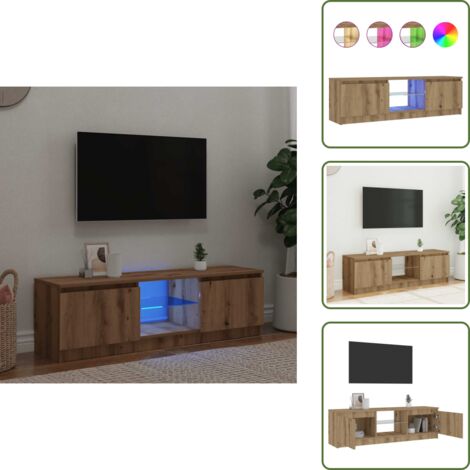 Mobile con luci RGB - vidaXL Mobile Porta TV con LED Artigianale 120x30x36 cm Multistrato - Mobile con ripiano decorativo