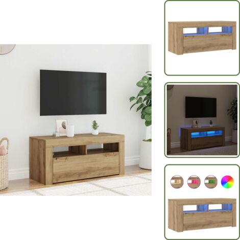 Mobile con luci RGB - vidaXL Mobile Porta TV con LED Artigianale 90x35x40 cm Multistrato - Mobile per TV