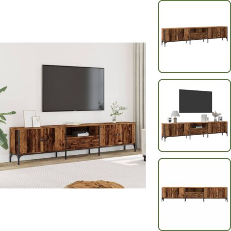 Mobile con piano - vidaXL Mobile TV con Cassetto Legno Antico 200x25x44 cm in Truciolato - Mobile con ante