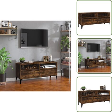 Mobile con ripostiglio - vidaXL Mobile TV Rovere Fumo 100x34,5x44,5 cm in Legno Multistrato - Mobile per TV