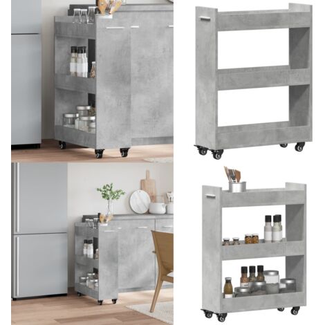 Mobile con Ruote Grigio Cemento 60x22x79cm in Legno Multistrato - Mobile in legno multistrato - Mobile con ruote girevoli