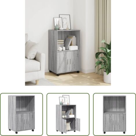 Mobile con ruote -  Mobiletto con Ruote Grigio Sonoma 55x40x91cm in Truciolato