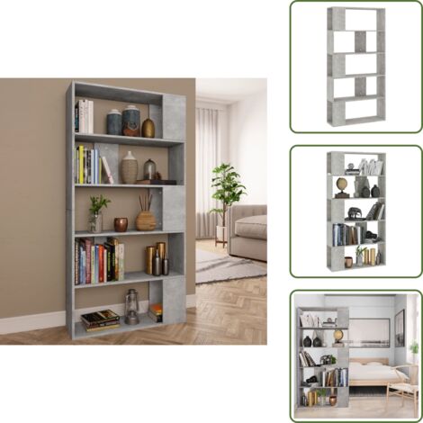 Mobile con scomparti - vidaXL Libreria/Divisorio Grigio Cemento 80x24x159cm Legno Ingegnerizzato - Libreria con 5 scomparti